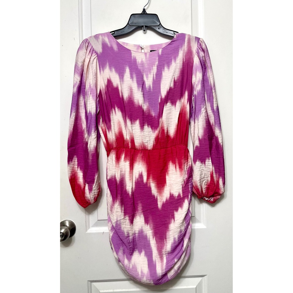 Maje Tie and Dye printed viscose Mini dress in Pink Size 36 / US Size S - Picture 5 of 16